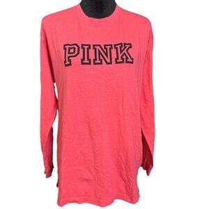Pink Victorias Secret Long Sleeve T-Shirt Womens L Lightweight Cotton Casual